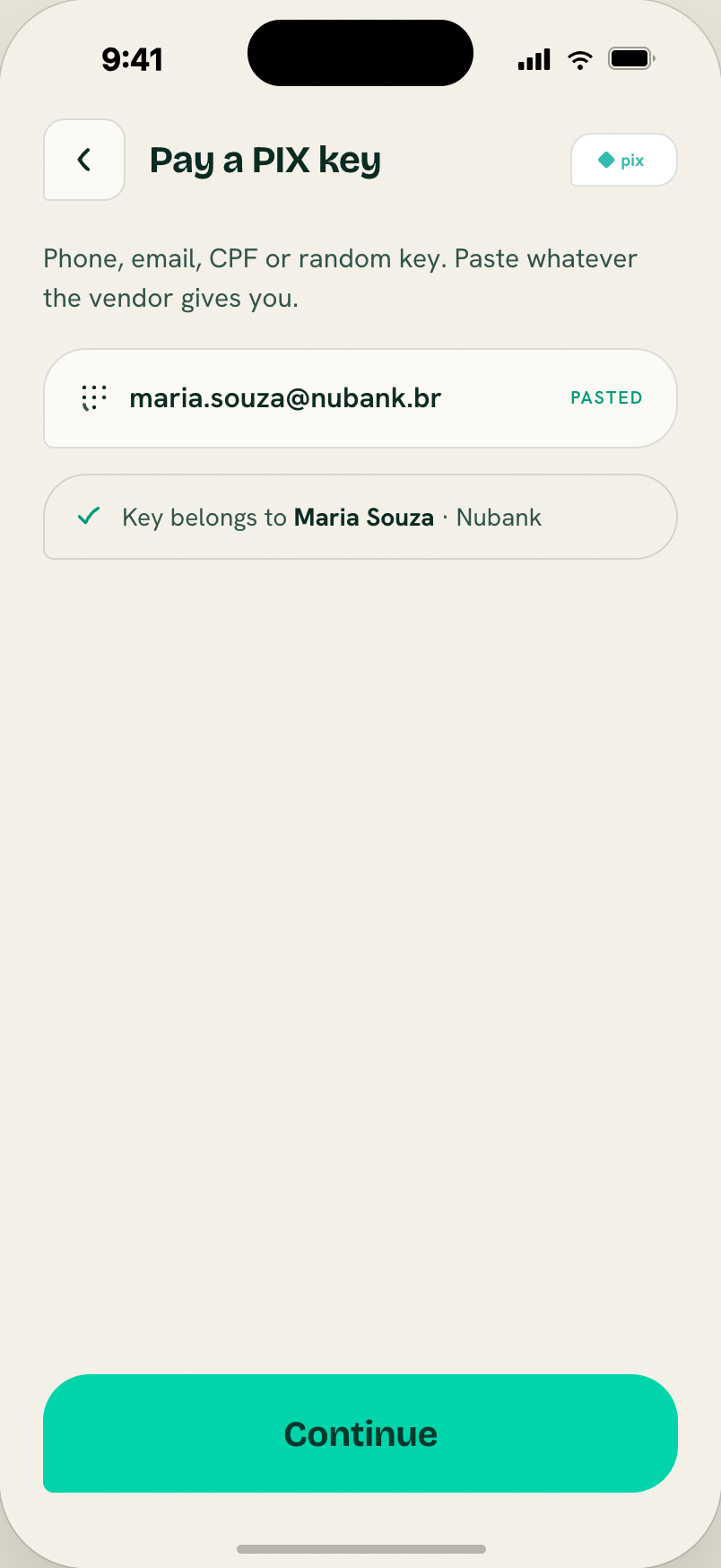 Send – type key